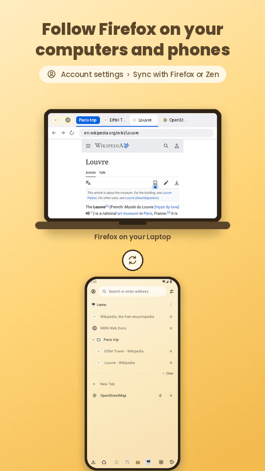 The open tabs of Firefox on a laptop show up in Dejavu as the laptop's own workspace