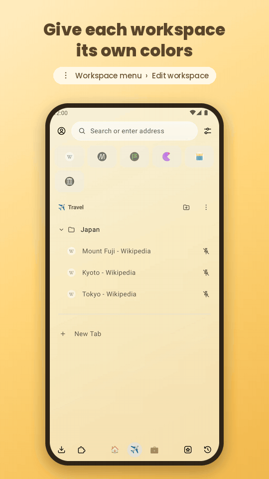 Giving a workspace its own icon and color theme
